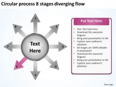 Circular Process 8 Stages Diverging Flow Arrow Network PowerPoint Templates