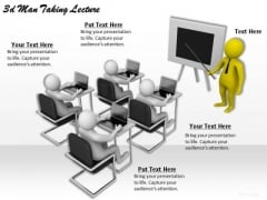 Company Business Strategy 3d Man Taking Lecture Character