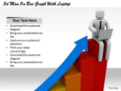 Creative Marketing Concepts 3d Man Bar Graph With Laptop Characters Creative Marketing Concepts 3d Man Bar Graph With Laptop Characters