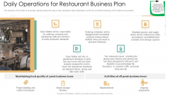 Daily Operations For Restaurant Business Plan Portrait PDF