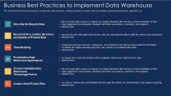 Data Warehousing IT Business Best Practices To Implement Data Warehouse Ppt Ideas Sample PDF