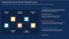Data Warehousing IT Importance Of Data Warehouse Ppt Gallery Microsoft PDF