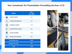Designing And Editing Solutions Your Investment For Presentation Formatting Services Price Formats PDF Designing And Editing Solutions Your Investment For Presentation Formatting Services Price Formats PDF