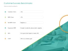 Developing Customer Service Strategy Customer Success Benchmarks Ppt Icon Information PDF