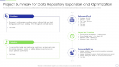 Developing Organization Primary Data Storage Action Plan Project Summary For Data Repository Expansion Rules PDF Developing Organization Primary Data Storage Action Plan Project Summary For Data Repository Expansion Rules PDF