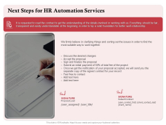 Development And Implementation Next Steps For HR Automation Services Professional PDF