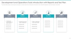 Development And Operations Tools Introduction With Reports And Test Plan Formats PDF Development And Operations Tools Introduction With Reports And Test Plan Formats PDF