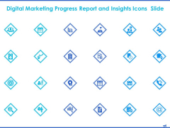Digital Marketing Progress Report And Insights Icons Slide Ppt Model Sample PDF