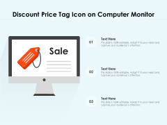 Discount Price Tag Icon On Computer Monitor Ppt PowerPoint Presentation Show Graphics PDF