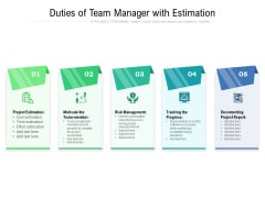Duties Of Team Manager With Estimation Ppt PowerPoint Presentation Gallery Objects PDF Duties Of Team Manager With Estimation Ppt PowerPoint Presentation Gallery Objects PDF