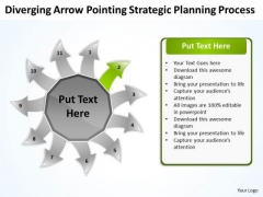 Diverging Arrow Pointing Strategic Planning Process Ppt Radial PowerPoint Slides