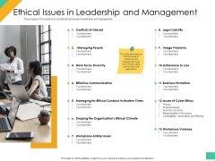 Effective Management Styles For Leaders Ethical Issues In Leadership And Management Slides PDF