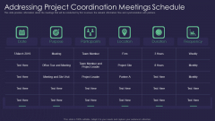 Efficient Communication Plan For Project Management Addressing Project Coordination Meetings Schedule Professional PDF