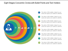Eight Stages Concentric Circles With Bullet Points And Text Holders Ppt Powerpoint Presentation Model Slideshow