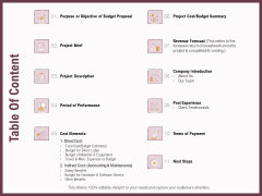 Elements Of A Budget Proposal Table Of Content Ppt Gallery Information PDF Elements Of A Budget Proposal Table Of Content Ppt Gallery Information PDF