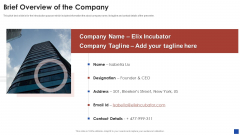Elix Incubator Venture Capital Funding Brief Overview Of The Company Structure PDF Elix Incubator Venture Capital Funding Brief Overview Of The Company Structure PDF