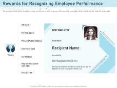 Employee Recognition Award Rewards For Recognizing Employee Performance Ppt PowerPoint Presentation Show Samples PDF Employee Recognition Award Rewards For Recognizing Employee Performance Ppt PowerPoint Presentation Show Samples PDF