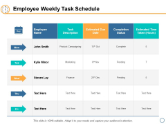 Employee Weekly Task Schedule Ppt PowerPoint Presentation Infographic Template Visual Aids Employee Weekly Task Schedule Ppt PowerPoint Presentation Infographic Template Visual Aids
