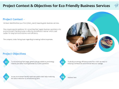 Energy Efficient Corporate Project Context And Objectives For Eco Friendly Business Services Demonstration PDF