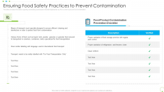 Ensuring Food Safety Practices To Prevent Contamination Uplift Food Production Company Quality Standards Introduction PDF