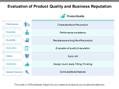 Evaluation Of Product Quality And Business Reputation Ppt PowerPoint Presentation Summary Icons PDF Evaluation Of Product Quality And Business Reputation Ppt PowerPoint Presentation Summary Icons PDF