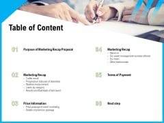 Event Marketing Recap Table Of Content Ppt Ideas Slide Download PDF Event Marketing Recap Table Of Content Ppt Ideas Slide Download PDF