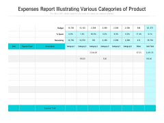 Expenses Report Illustrating Various Categories Of Product Ppt PowerPoint Presentation Gallery Influencers PDF Expenses Report Illustrating Various Categories Of Product Ppt PowerPoint Presentation Gallery Influencers PDF
