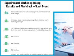 Experimental Marketing Recap Results And Flashback Of Last Event Ppt Infographics Tips PDF Experimental Marketing Recap Results And Flashback Of Last Event Ppt Infographics Tips PDF