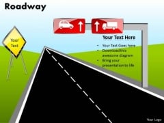 Editable Road PowerPoint Diagram With Editable Road Signs Ppt Slides Templates