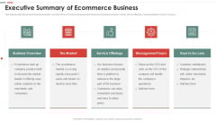 Feasibility Analysis Template Different Projects Executive Summary Of Ecommerce Icons PDF Feasibility Analysis Template Different Projects Executive Summary Of Ecommerce Icons PDF
