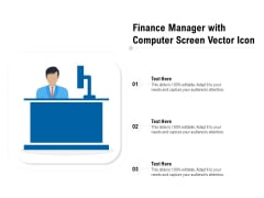Finance Manager With Computer Screen Vector Icon Ppt PowerPoint Presentation Icon Microsoft PDF