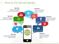 Find Us On Social Media Ppt PowerPoint Presentation Summary Diagrams Find Us On Social Media Ppt PowerPoint Presentation Summary Diagrams