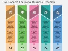 Five Banners For Global Business Research Powerpoint Template Five Banners For Global Business Research Powerpoint Template