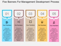 Five Banners For Management Development Process Powerpoint Template Five Banners For Management Development Process Powerpoint Template