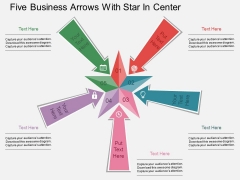 Five Business Arrows With Star In Center Powerpoint Template Five Business Arrows With Star In Center Powerpoint Template