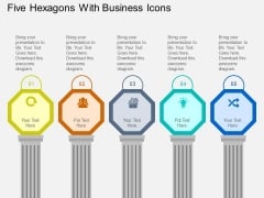 Five Hexagons With Business Icons Powerpoint Templates Five Hexagons With Business Icons Powerpoint Templates