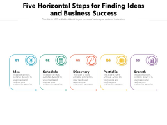 Five Horizontal Steps For Finding Ideas And Business Success Ppt PowerPoint Presentation Icon Gallery PDF Five Horizontal Steps For Finding Ideas And Business Success Ppt PowerPoint Presentation Icon Gallery PDF