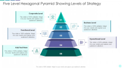 Five Level Hexagonal Pyramid Showing Levels Of Strategy Graphics PDF