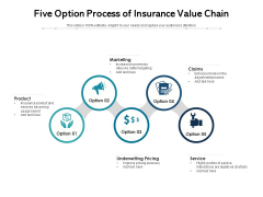 Five Option Process Of Insurance Value Chain Ppt PowerPoint Presentation Model Skills PDF Five Option Process Of Insurance Value Chain Ppt PowerPoint Presentation Model Skills PDF
