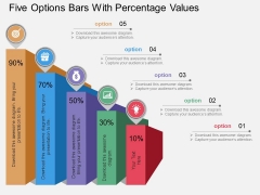 Five Options Bars With Percentage Values Powerpoint Template