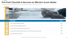 Five Point Checklist To Become An Effective Scrum Master Ppt Ideas Clipart PDF