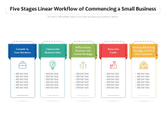 Five Stages Linear Workflow Of Commencing A Small Business Ppt PowerPoint Presentation Icon Designs Download PDF
