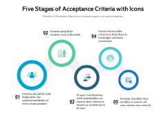 Five Stages Of Acceptance Criteria With Icons Ppt PowerPoint Presentation File Influencers PDF Five Stages Of Acceptance Criteria With Icons Ppt PowerPoint Presentation File Influencers PDF