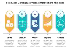 Five Steps Continuous Process Improvement With Icons Ppt PowerPoint Presentation Styles Model Five Steps Continuous Process Improvement With Icons Ppt PowerPoint Presentation Styles Model