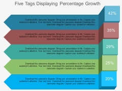 Five Tags Displaying Percentage Growth Powerpoint Template Five Tags Displaying Percentage Growth Powerpoint Template