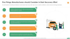 Five Things Manufacturers Should Consider In Their Recovery Effort Ppt Summary Sample PDF