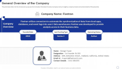 Fivetran Investor Fundraising Elevator Pitch Deck General Overview Of The Company Diagrams PDF Fivetran Investor Fundraising Elevator Pitch Deck General Overview Of The Company Diagrams PDF