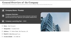 Flowtab Venture Capital Investment General Overview Of The Company Diagrams PDF