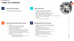 Form And Sustain A Business Partnership Table Of Contents Ppt Portfolio Themes PDF