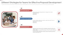 Formulating Plan And Executing Bid Projects Using Agile IT Different Strategies For Teams For Effective Proposal Development Topics PDF